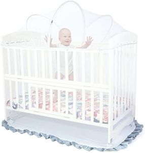 Orzbow Crib Tent to Keep Baby from Climbing Out | Breathable Pop Up Mosquito Net for Crib Net to Keep Baby in, Canopy with Upgrade Strong Rods and Durable Encrypted Mesh, White, Large