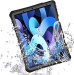 TECHGEAR Waterproof Case for iPad Air 10.9" 2022/2020 5th & 4th Generation [Poseidon Case] Slim Rugged Armour Shockproof Waterproof Case with Built-in Screen Protector + Stand & Neck Strap