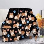 SEANATIVE Cartoon Corgi&Black Blanket for Adult and Kids, Comfort Throw Blanket,Novelty Animal Blanket for Sofa/Couch/Living Room-2XL