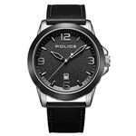 Police Cliff Mens Watch with Matte Black Sandblast Dial and Black Leather Strap, 47mm Stainless Steel Case in Branded Watch Box PEWJB2194540-2 Year Warranty