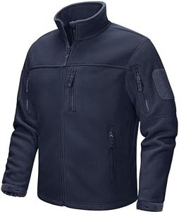 CRYSULLY Men Military Jacket Fishing Windproof Soft Fleece Outdoor Ski Jacket Navy Blue