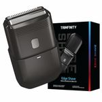 TRIMFINITY Edge Shave Dual-Action Mini Electric Razor For Men | Travel-Friendly, Skin-Safe, Waterproof (IPX7), 60-Min Runtime, 7000 RPM Motor For Smooth & Precise Shaving, Black