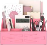 BELO VALE Wood Mail Organizer Countertop,Farmhouse Desk and Kitchen Countertop Storage, Letter Sorter, Desk Mail and Bill Organizer, Desktop File and Paper Holder (Pink)