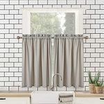 CAROMIO Cafe Curtains 36 Inches Length, Short Kitchen Curtains with Embossed Bubble Textured, Soft Seersucker Fabric 100% Water Repellent Bathroom Curtains for Shower(Taupe, 30" W x 36" L, Set of 2)