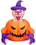 Halloween Animatronics Indoor and Outdoor Creative Pumpkin Clown Decoration Props Halloween Horror Atmosphere Props with LED Lights and Scary Atmosphere Creation Props with Automatic Retractable Heads