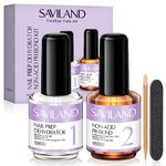 Saviland Nail Dehydrator and Primer- Acid Free Natural Nail Dehydrator and Nail Primer & Protein Bonding Acrylic Nail Kit Gel Nail Polish Superior Bonding Acrylic Nail Supplies Profession Salons