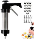 Stainless Steel Cookie Press Kit, 2026 New Spritz Cookie Press Gun Kit,13 Discs+8 Icing Nozzles Perfect for DIY Christmas Cookies and Decorating Cookies,Gifts for Wome (Black)