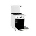 CookRite ATO-4B Commercial Natural Gas Range 24" 4 Burner Hotplates With Standard Oven For Restaurant - 124,000 BTU