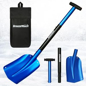 Breeze Touch Metal Snow Shovel for Driveway Aluminum, 32in Portable & Detachable Shovel Snow Removal with Bag Lightweight, 3 Sections Collapsible Snow Shovel for Car Truck Travel Garden Camp Emergency