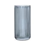 Navaris Ribbed Glass Vase - Clear Ribbed Vase, Fluted Glass Vase - Fluted Vase, Ribbed Vases for Flowers, Ribbed Flower Vase - ⌀ 11.5 x 25 cm (⌀ 4.5 x 9.8 in) Grey