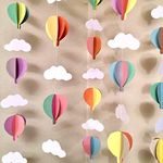 Pop The Party 3D Paper Hanging Parachute And Cloud For Wall Decoration (Pack Of 4, Multicolor), 74 Inches