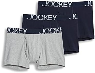 Jockey Men's Underwear ActiveStretch Boxer Brief - 3 Pack, True Navy/Grey Heather/True Navy, L