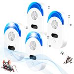 Ultrasonic Pest Repeller 4 Pack - Powerful Mouse Repeller Plug in Pest Control - Ultrasonic Rat Repellent- Electronic Mosquito Repellent - Ideal for Mice,Mosquitoes,Moths, Ants Etc.(4 PACK)-White