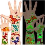 Leesgel Luminous Dinosaur Party Favors, 134pcs Dinosaur Tattoos Temporary for Kids Boys, Dinosaur Party Decorations Supplies