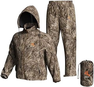Hunt Quiet Rain Suit, Waterproof, 3000g/(㎡・24h) breathability rating, Lightweight 2-Piece Rainwear for Men and Women, Camouflage XXL (Hunting, Fishing, Hiking)