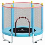 StarAndDaisy 55-Inch Trampoline with Safety Net and U-Shaped Legs for Kids and Adults/Indoor and Outdoor Use/Strong 120KG Weight Capacity/Durable Stainless Steel Frame and Legs (Blue Economy)