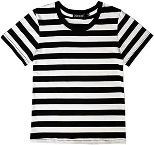 Deerose Unisex Kids Halloween Striped Costume Shirt Boy Girl Tee Tops 3-14 Years, Black/White Stripe, 11-12 Years