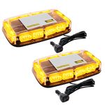 OPL5 2Pcs Amber Rooftop Mini Strobe Light Bar, LED Rooftop Strobe Beacon Lights with Magnetic Base, 16 Flashing Modes Warning Lights for Firefighter Construction Snow Plow Cars Trucks (2Pcs Amber)