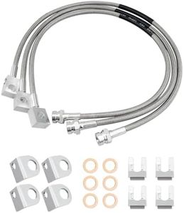 ANODZU 89715 Front & Rear Extended Brake Line Hose Kit Stainless Steel, Fit for Jeep Cherokee XJ 1984-2001 Wrangler TJ 1997-2006 TJ Unlimited 2004-2006 YJ 1987-1995