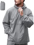 ZITY Men's Rain Jacket Waterproof with Hood Lightweight Raincoat for Golf Hiking Camping Cycling Grey XXXL