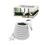 Vacuum Specialists Universal Central Vacuum Hose | 40' White 3-Way Switch Premium Electric Hose | Compatible with Beam, Nutone, Electrolux, Hayden & More Excluding Beam Alliance & Aerus Electrolux