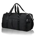 DAYGOS Gym Sports Duffle Bag - Waterproof Travel Duffel Bag with Wet Pocket and Shoes Compartment, 40L Carry on Bag Holdall Bag for Sport Travel Training Hospital(Black)