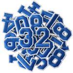 GYGYL 30 Pieces Iron on Numbers Patches, Blue Number Patches, Numbers 0-9 Applique for Clothes, Dress, Hat, Socks, Jeans, DIY Accessories(Blue)