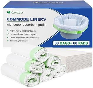 Kovevo 60 Pack Commode Liners with Absorbent Pads, 60 Bedside Commode Liners and 60 Commode Pads, Portable Toilet Liners for Commode Bucket | Universal Fit | Make Cleanup Simple