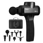 LifePro Sonic Handheld Percussion Massage Gun-Deep Tissue Massager For Sore Muscle And Stiffness-Quiet,5 Speed High-Intensity Vibration-Quick Rechargeable Device-Includes 5 Massage Heads(Black)