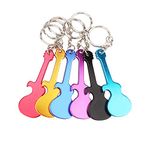 Swatom Guitar Shape Bottle Opener Music Keychains, 6 Piece