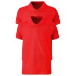 Panzy 2 School Boys Girls Unisex Quality White Short Sleeve Polo T-Shirt Age 3-9 yrs (7-8 yrs, Red)