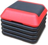 Aerobic Step Platform for Exercise Home Gym Exercise Stepper 16" x 16" Aerobic Step Platform with 4 Risers, Exercise Workout Stepper Equipment,Height Adjustable Black+Red