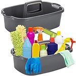 TOPZEA 2 Pack Cleaning Supplies Caddy, Plastic Cleaning Supplies Organizer with Handle Cleaning Bucket Housekeeping Shower Tote Caddy Under Sink Tool Storage Basket for Cleaning Product Organizer