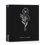 Lanpn Photo Album Scrapbook 8x10, Linen Hard Cover Archival Acid Free Top Load Pocket Photo Book with Sleeves that Holds 52 Vertical Only 8 x 10 Picture (Black)