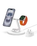 Belkin MagSafe 3 in 1 Wireless Charging Station, 15W iPhone and Apple Watch Fast Wireless Charger, AirPods Charging Station for iPhone 16, 15, 14, 13, 12 Series, Apple Watch 10/9/8, SE, Ultra - White