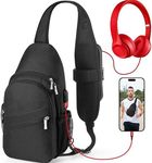 BROADREAM Sling Crossbody Backpack with Detachable Phone Bag for Men Women Multipurpose Travel Hiking Daypack Chest Bag with USB Charging Port