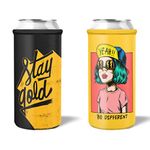 Coozybear 500ml Premium Can Coozy/650ml Bottle Sleeve, Drink Insulator,Can Cooler (Set of 2) (Stay Gold n be diff)