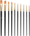 Nylon Paint Brushes (10 Pcs), Acrylic Gouache Oil Paint Brush Set, Oil Painting for Beginners, Artists (Black)