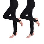 Blostirno Women's Fleece Lined Tights Thermal Pantyhose Leggings Opaque Winter Warm Thick Stockings Tights, Stirrup Black 2-pack, Medium-Large