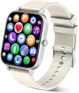 Smart Watch for Men Women Compatible with iPhone Samsung Android Phone 1.69 inch Full Touch Screen IP68 Waterproof Bluetooh Fitness Tracker Heart Rate/Sleep Monitor (Starlight)