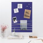 Navaris Fabric Memo Bulletin Board - 12" x 17" Velvet Memory Board for Wall to Display Photo Collages, Pictures, Notes - Includes 6 Push Pins - Dark Blue