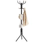 SONGMICS Coat Rack Freestanding, Metal Coat Rack Stand with 12 Hooks and 3 Legs, Coat Tree, Holds Clothes, Hats, and Bags, for Entryway, Living Room, Bedroom, Classic Black URCR018B01