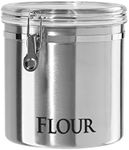 Oggi Jumbo 8" Stainless Steel Flour Clamp Canister - Airtight Food Storage Container Ideal for Kitchen & Pantry Storage of Flour or Other Bulk, Dry Foods.