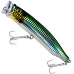 THKFISH Popper Lures Saltwater Tuna Popper Topwater Fishing Lures for Surf Fishing Bass with 3D Eyes for GT Tuna Large Fish 5.9in GREEN-1PC