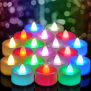 Homemory 24 Pack Colour Changing LED Tea Lights, Flameless Tealight Candles with Rainbow Colors, Battery Operated Colored Fake Candles for Wedding, Party and Christmas