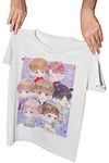 Pinklips Shopping Kids Boys & Girls Half Sleeve cotton BTS Kpop Fan Art Theme T-Shirt -KIDSBTSHALFDF03_11(11-12 years) White