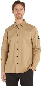 Calvin Klein Jeans Camicia Uomo Badge Shirt Camicia Casual, Beige (Travertine), XXL