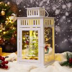 WOODEXPE Christmas in Heaven Memorial Lantern with Christmas Ornaments Set Memorial Gift for Loss of Loved One