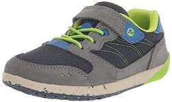 Merrell Kids Boys Bare Steps A83 Sneaker Sneaker, Navy/Green, 8.5 W US