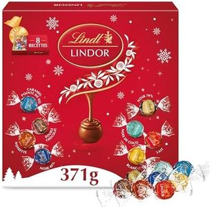 Lindt - Boîte Partage LINDOR - Assortiment de Chocolats au Lait, Blanc, Noir 70%, Noix de Coco, Double Chocolat, Caramel Pointe de Sel, Noisette et Noir 45%​ - Cœur fondant - Idéal pour Noël, 371g